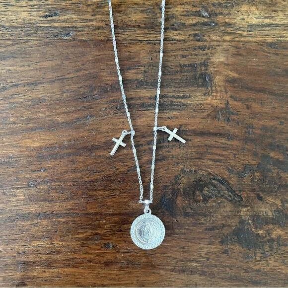 M Jewelers Three Medal Sterling Silver Our Lady of Guadelupe Necklace New in Box - Picture 7 of 7